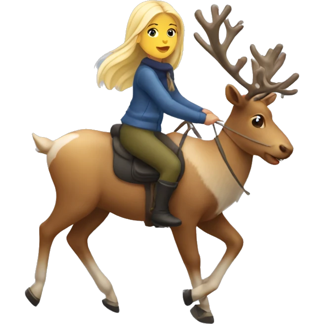 Blonde Girl who is Riding on a reindeer emoji
