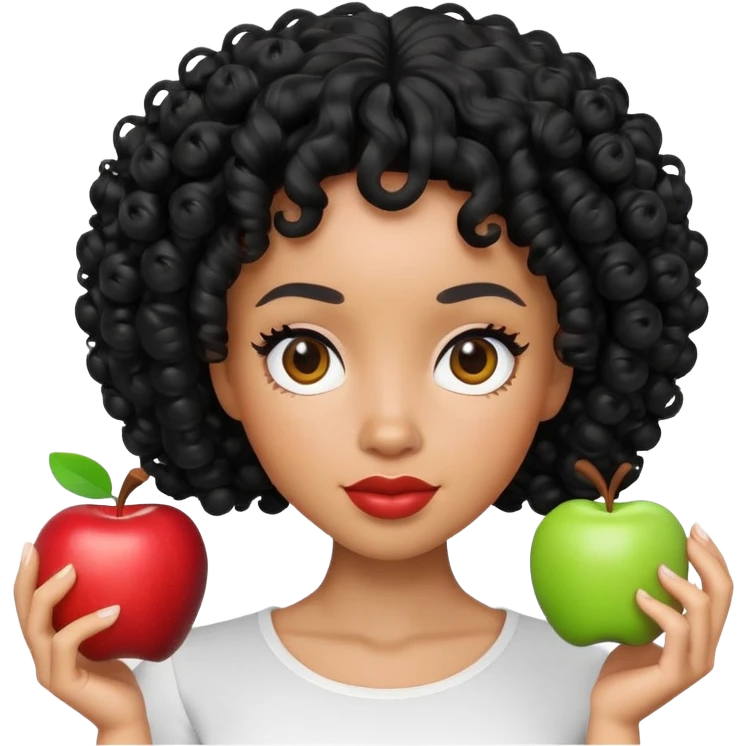 light skin Black woman with black curly hair, 3D Apple Memoji style emoji
