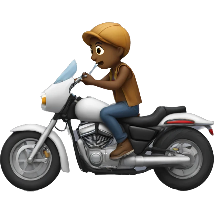 Boy on motorcycle smoking emoji