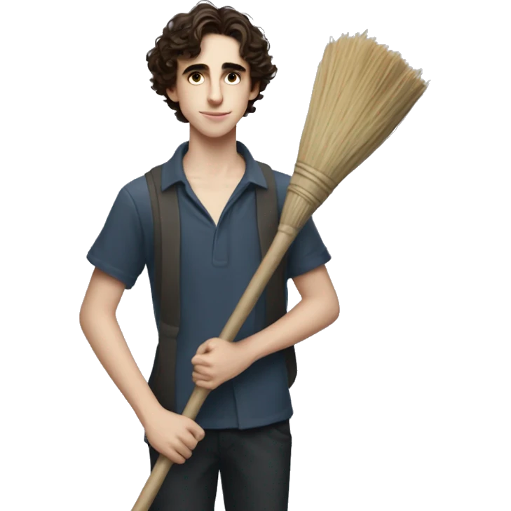 Timothy chalamet holding a broom emoji