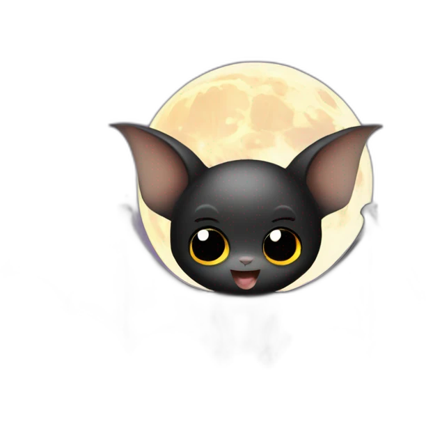 black baby bat wings in front of moon emoji