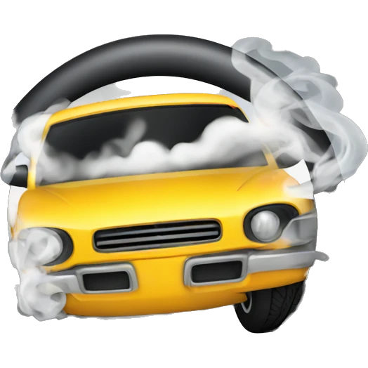 Car tire with smoke emoji