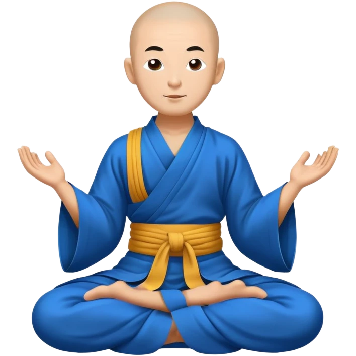 Tibetan monk floating in lotus pose in a blue kimono emoji