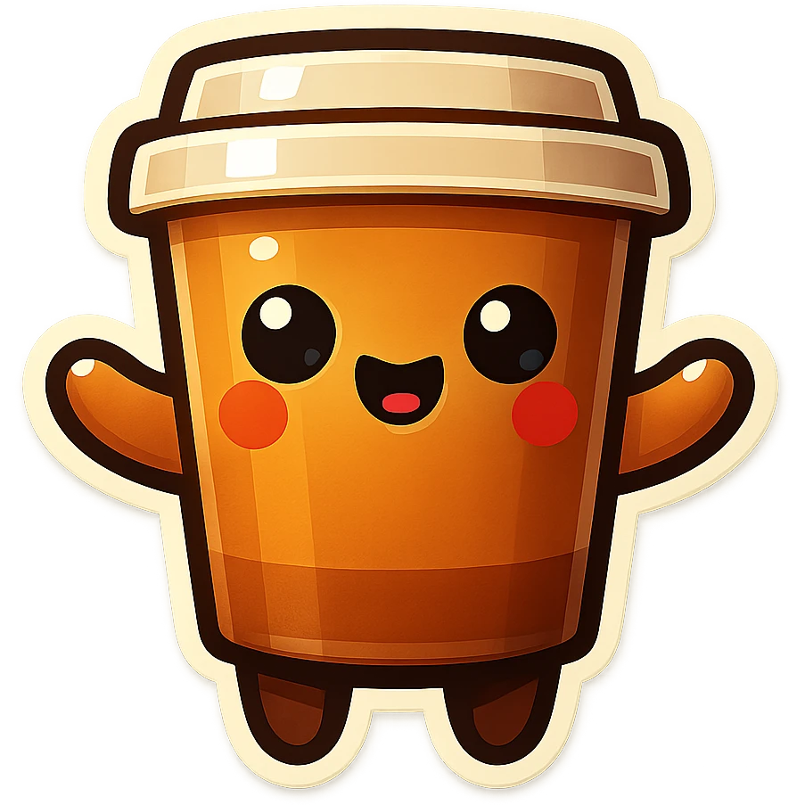 Tall coffee cup, vompassion, offerring a hug emoji