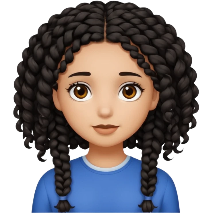 a girl with curly dark brown hair and dark brown eyes. add a best friend who is black with black braids and dark brown eyes emoji