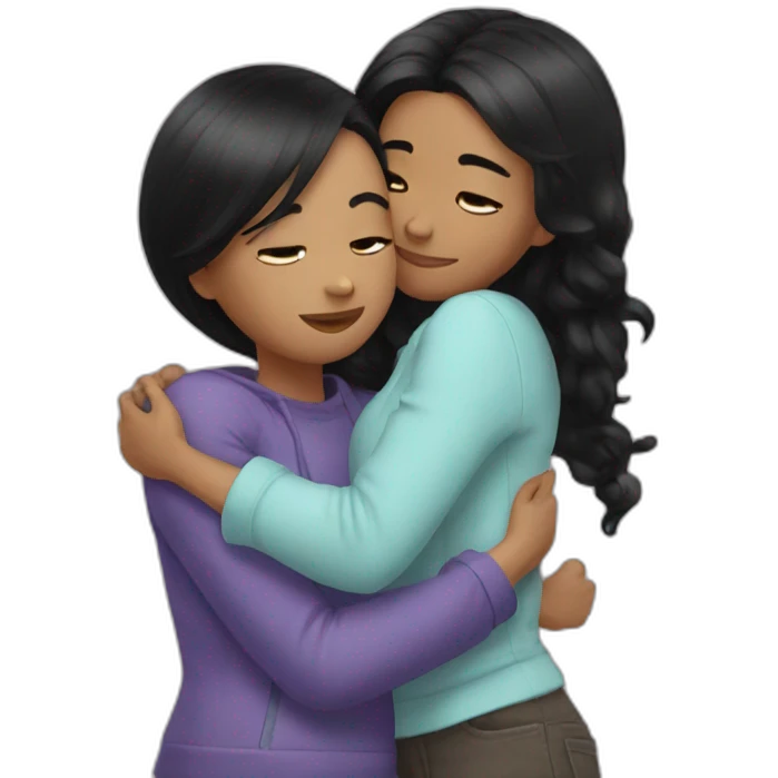 2 black hair girls hug emoji