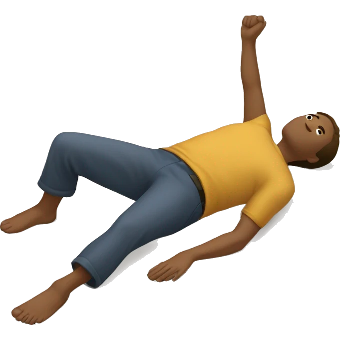 person doing the Alexander technique position. It consists of someone laying on the floor with their legs in position, however with their arms by their side. emoji
