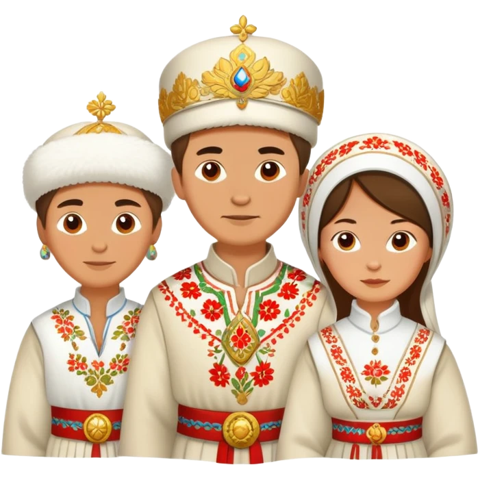 Three Russian people in traditional clothing as a group emoji