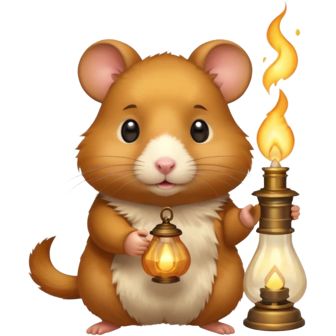 hamster holding oil lamp light emoji