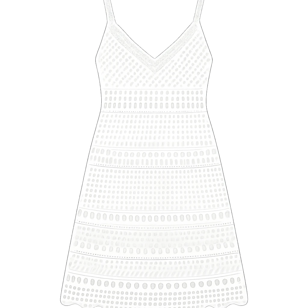 white crochet summer sundress, flat vector emoji