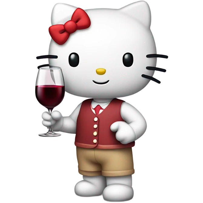 Hello Kitty drinking red wine emoji