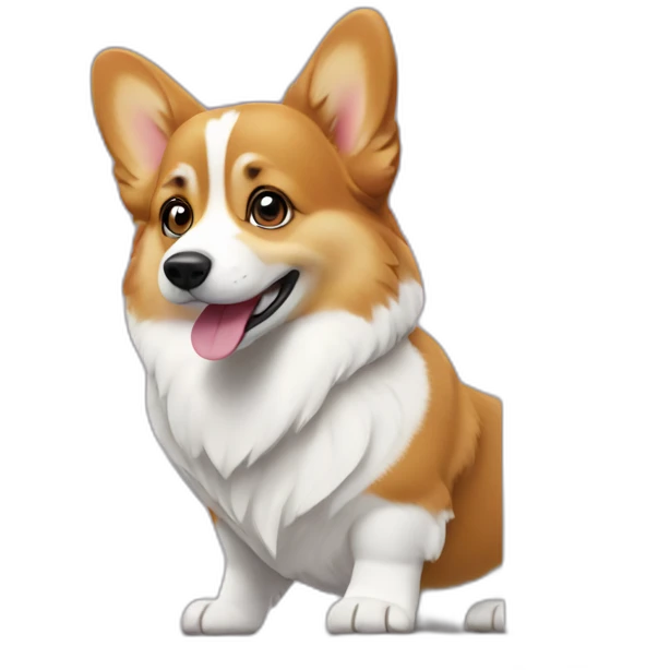 corgi looks at apple-imac screen emoji