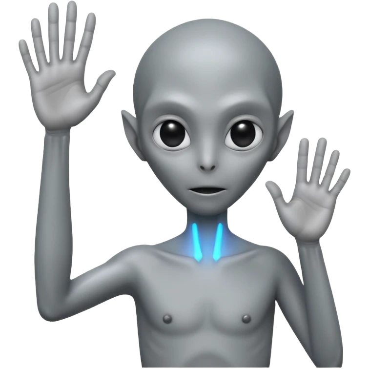 fullbody gray alien hand up backview emoji