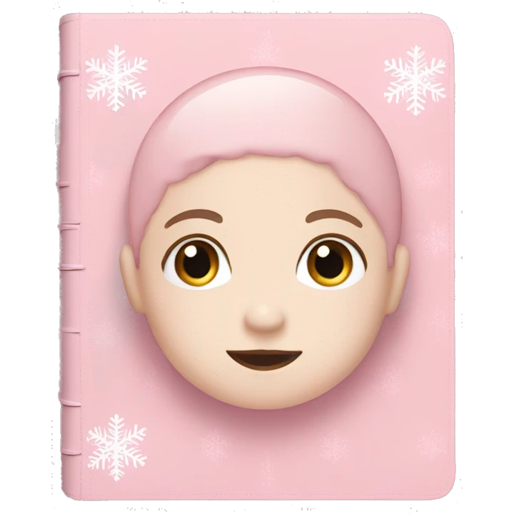 Baby pink journal with a white snowflake on the cover  emoji