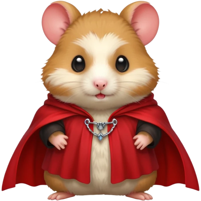 { "type": "object", "look": "hamster in red collar cloak", "description": "a vampire hamster wearing a red collar cloak, no hand" } emoji