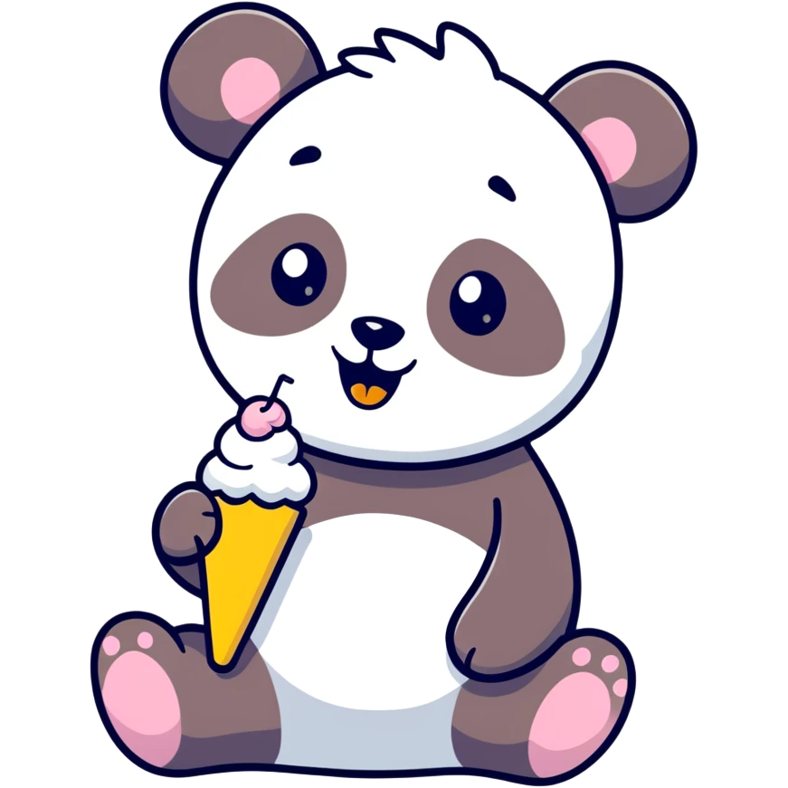Panda eating ice cream emoji