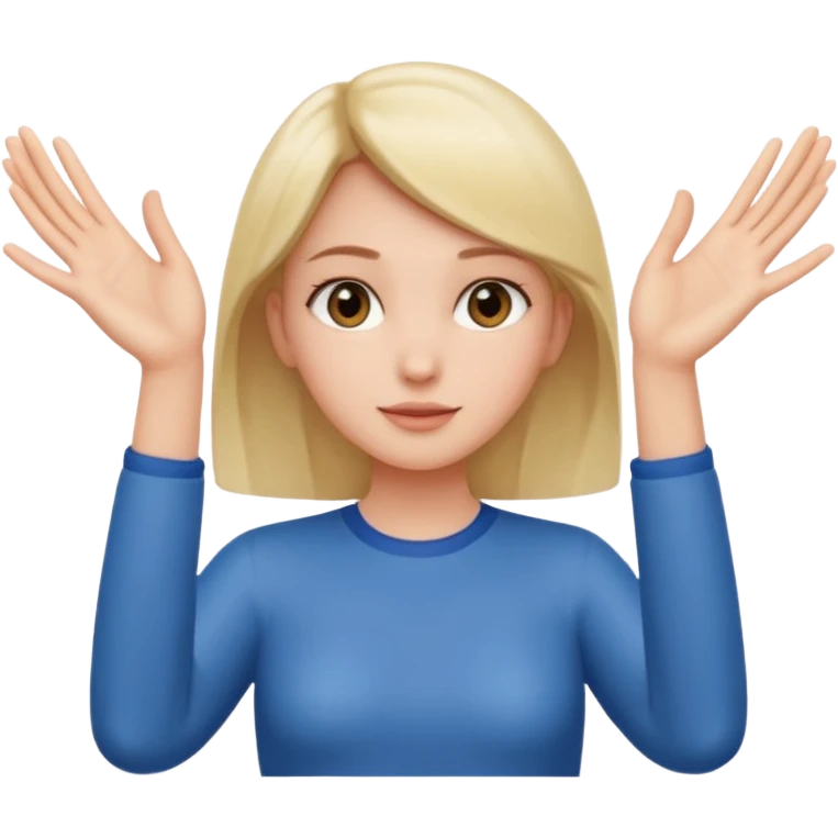 Girl with two hands in front out palms facing upwards  emoji