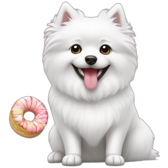 White spitz eating sweets emoji