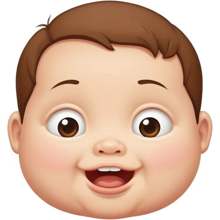 Fat white baby with a little hair brown and too bottom teeth  emoji