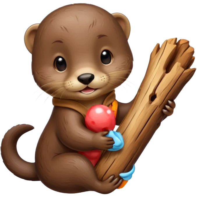 baby River otter with wood in hand  emoji