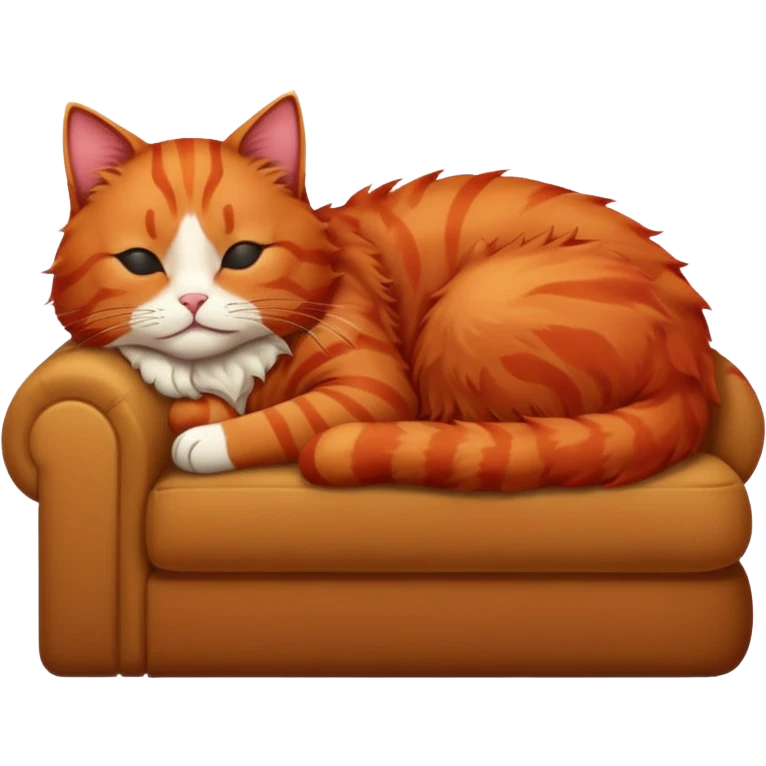 Red Cat sleeping in the couch ￼  emoji