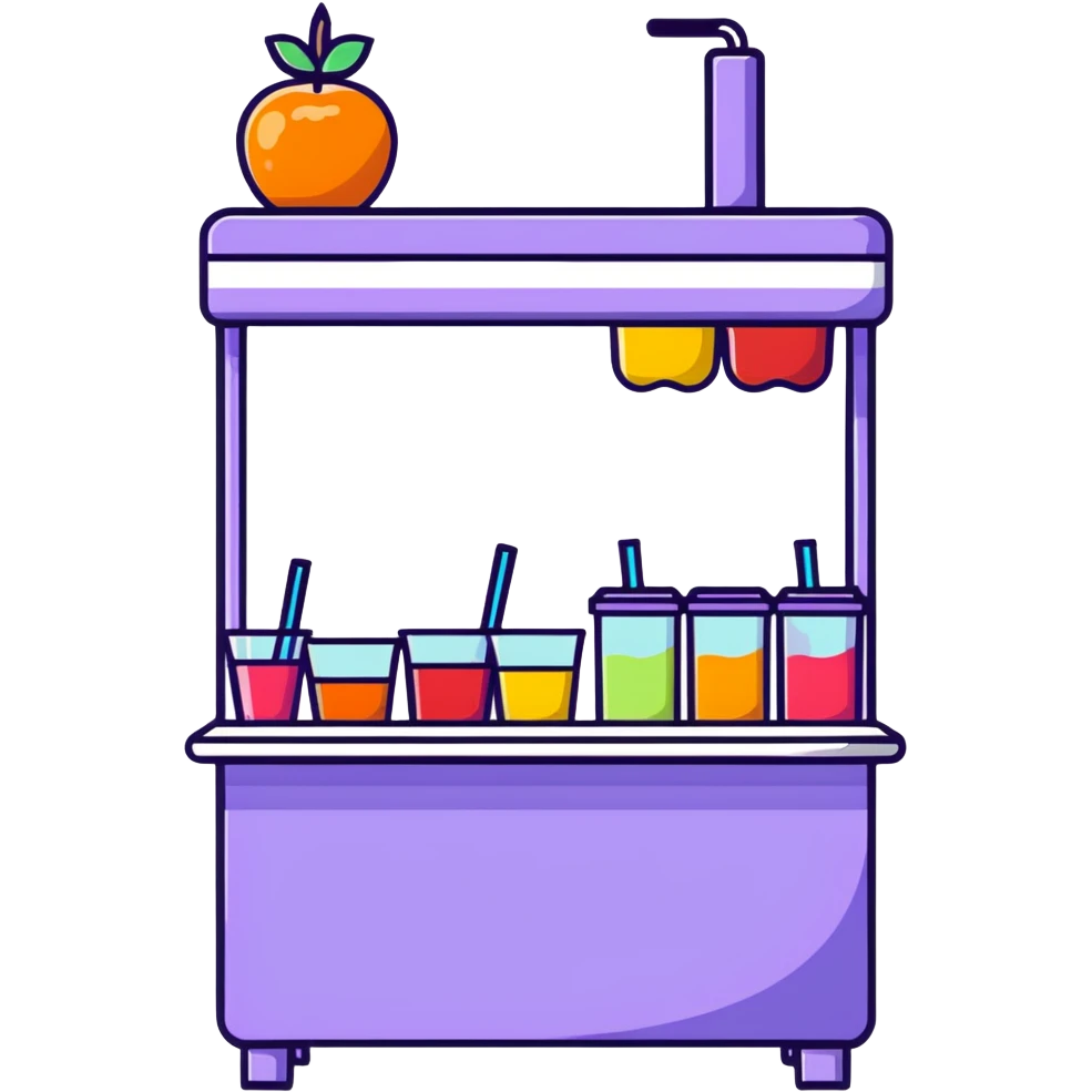fresh fruit juice bar with colorful drinks emoji