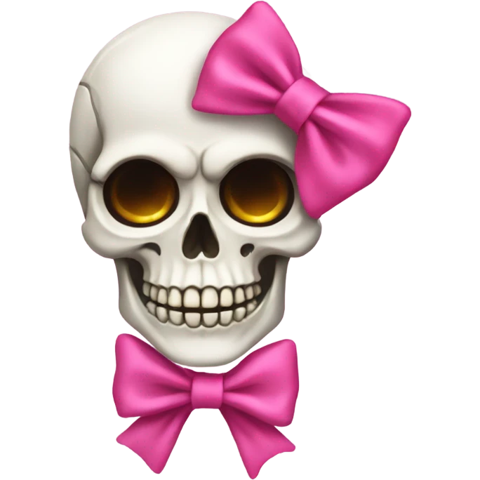 skeleton with pink bow on it emoji