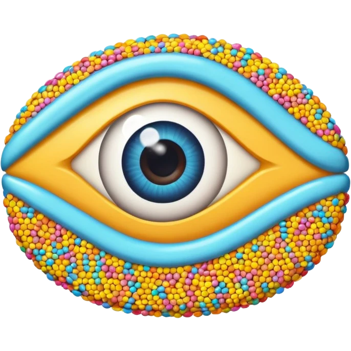 A wrapped candy that looks like an eye with sprinkles  emoji