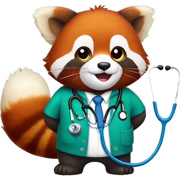 red panda with stethoscope emoji