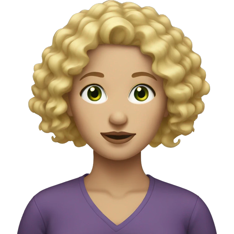 woman with blonde curly hair and green eyes emoji