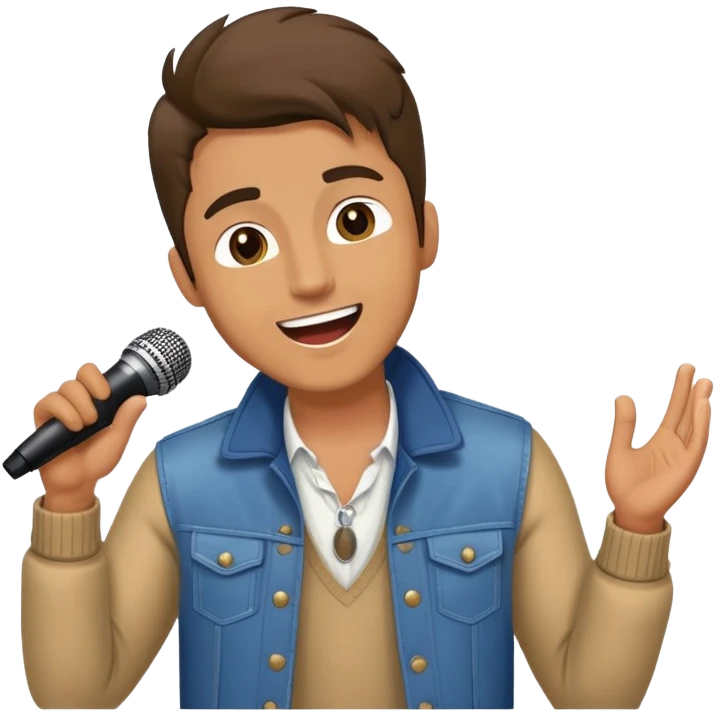 Happy Rock Pop Music Male Singer in his 30s dressed with trendy style emoji