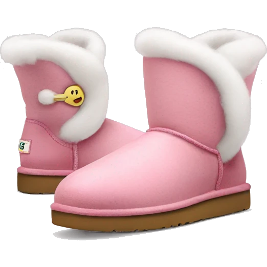 Cute pink ugg boots with white fluff  emoji