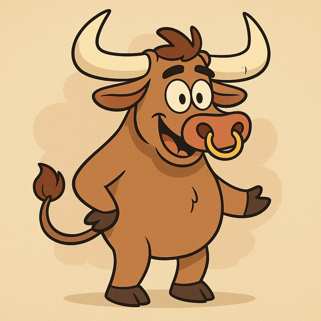 a cartoon style steer, colorful, playful emoji