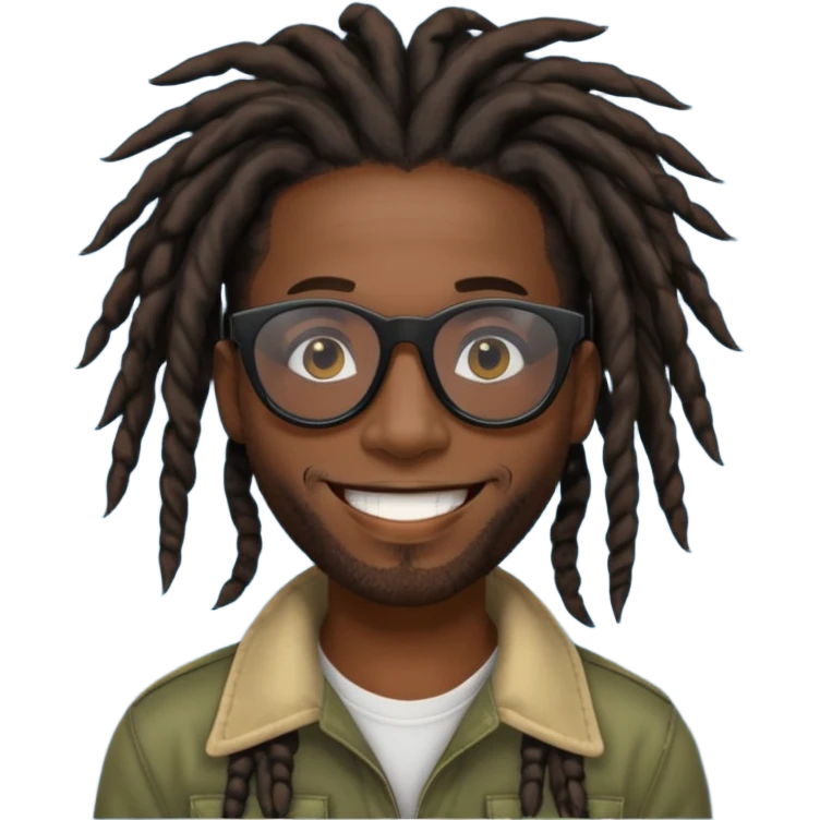 a black african guy with dreadlocks, wearing black shades and aura farming emoji emoji