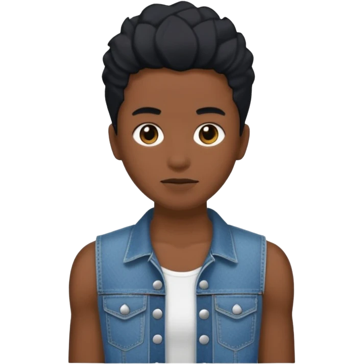 Un personnage noir avec un débardeur blanc et un jean 👖 avec des cheveux court  emoji