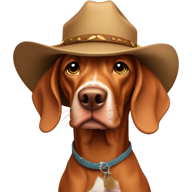 Vizsla dog in cowboy hat emoji