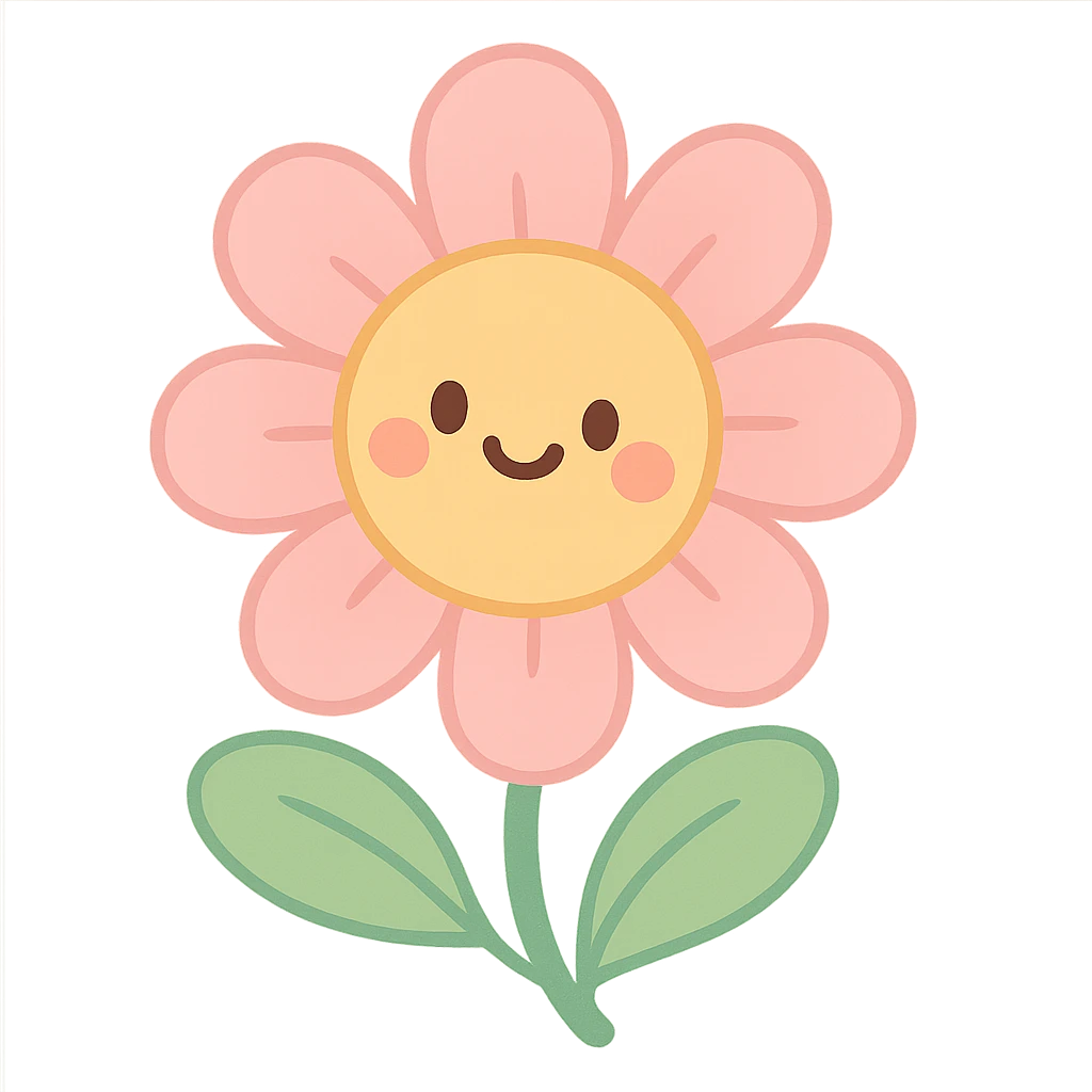 charming flower with gentle colors, playful and cute, no black border emoji