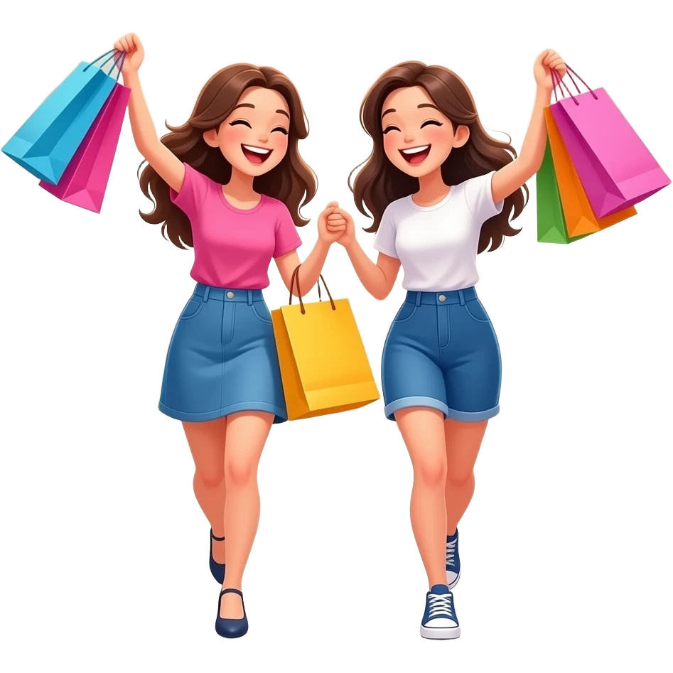 girls having fun shopping emoji