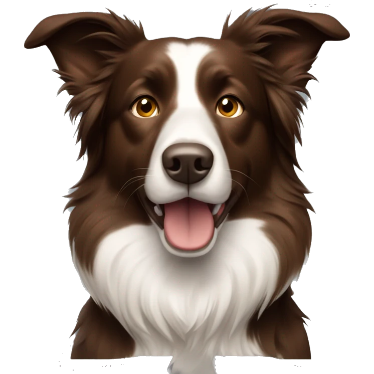 Brown border collie with one ear up one ear down  emoji