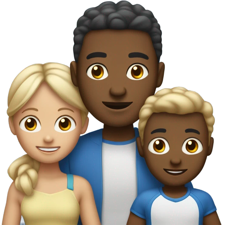 familia adoptiva papas afroamericanis niño blanco y de pelo rubio ojos azules emoji