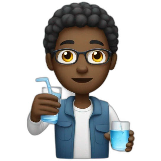 a black man with a glass of water emoji