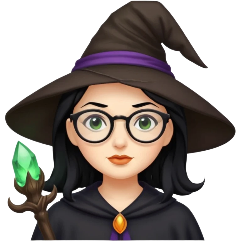 Witch, glasses, black hair emoji