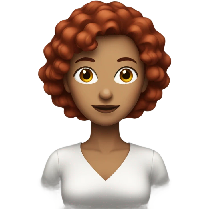 a woman with dark red hair and stretched hair emoji
