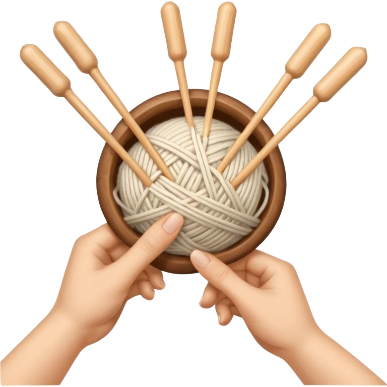 hands holding knitting needles with a ball of knitting thread (without a person's face) emoji