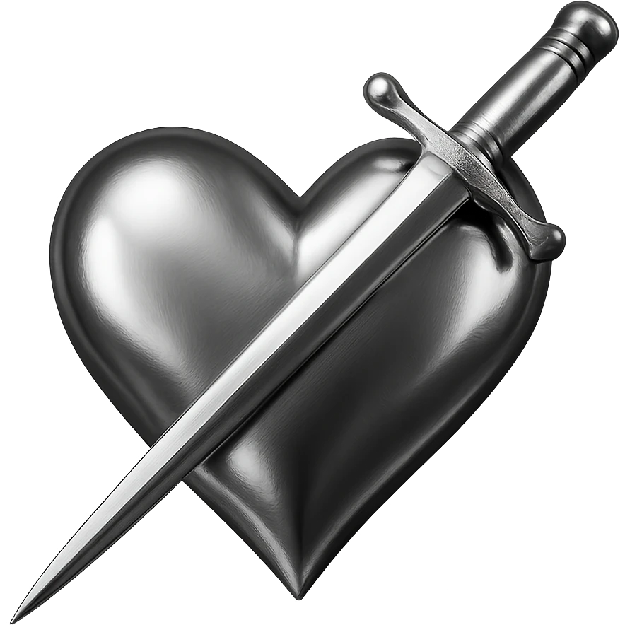 golden heart with a golden dagger crossing it emoji