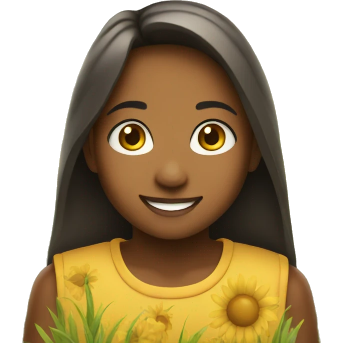 smiling girl in sunny field make emoji emoji