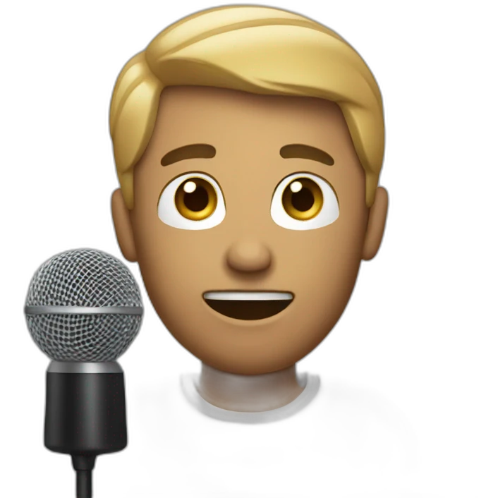 man speaking with microphone emoji