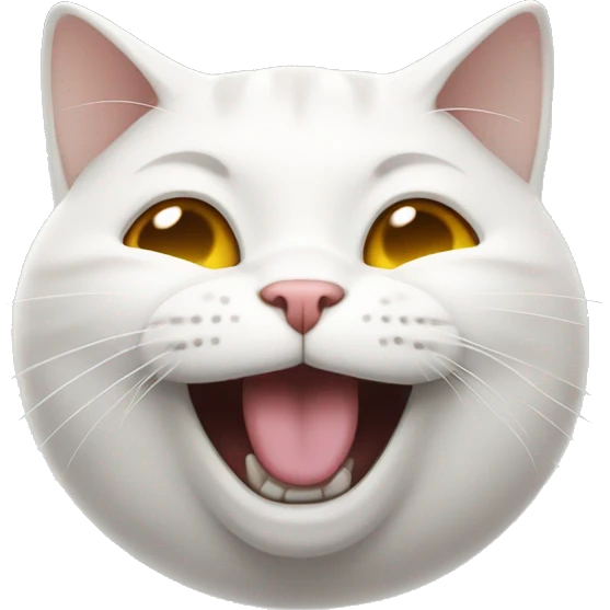 White British cat is laughing, his eyes are closed  emoji