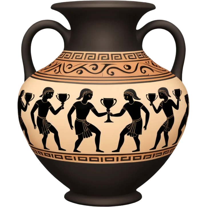 An emoji of an ancient Greek amphora vase with black-figure painting. emoji