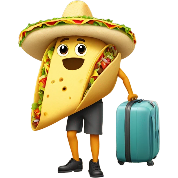 Taco walking with a suitcase emoji